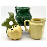 3pc USA Pottery Pitchers & Wall Pocket