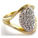 14k Yellow Gold & Diamond Oval Ring