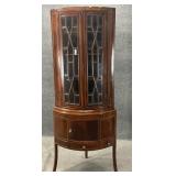 Antique Inlaid Mahogany Corner Vitrine