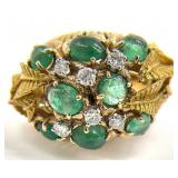 18K Gold Diamond Emerald Ring