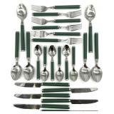 Green Handle Stainless Flatware Set