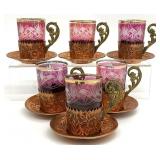 Copper Cranberry Glass Turkish Coffee Cups