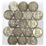 (17) Franklin Half Dollars Pre 1965