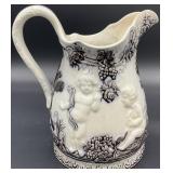 Antique Swedish Mulberry Cherub Pitcher