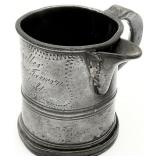 Antique English Pint Side Spout Pewter Tankard