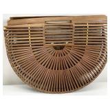 Vintage Asian Bamboo Wood Handbag Purse