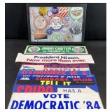 Vintage Political Stickers, Buttons & More