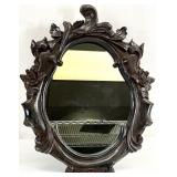 Vintage Carved Wood Wall / Table Top Mirror