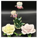 3pc Porcelain Flowers