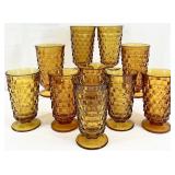 Vintage Amber Cube Indiana Glassware Set