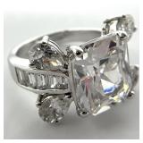 Sterling Silver Clear Stone Bow Ring