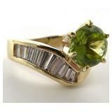 14K Yellow Gold Peridot Gemstone Ring