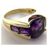 14k Yellow Gold Amethyst Ring