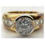 Gold Tone Sterling Clear Stone Ring