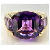 14k Yellow Gold Amethyst Ring