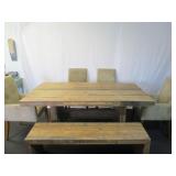 Pottery Barn Rustic Table with Bench and 4 Chairs