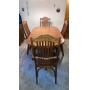 Oak double pedestal table & 4 chairs