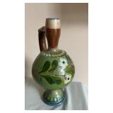 Redware Hand painted puzzle jug 9in