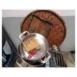 2 wicker trays, pastry blender, large cook pot, 4