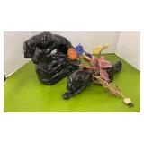 Black cat ceramic flower decor 16 x 3 inches and