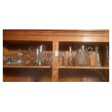 Shelf lot of assorted glass