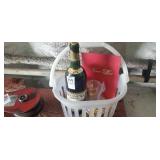 Wine in basket.