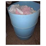 55 gallon plastic barrel with contents