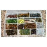 Tackle box with Craw Tails, Tadpoles, Minnows,