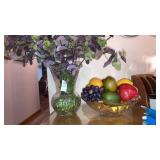 Lead crystal vase w/ greenery 9ï¿½ï¿½H & crystal bowl