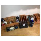 2-wooden desk organizers, mesh metal desk