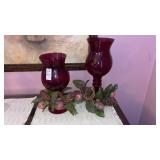 Decorative glass vases or candle holders - red