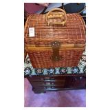 Wicker handled picnic basket