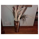 Bamboo basket with floral arrangement 18 1/2