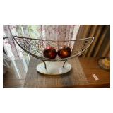 Decorative Boat Basket With Orbs 20 Inch L