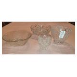 Vintage Cut Glass Bowl With A Variety of Cuts,