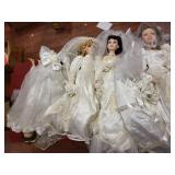 3 bride porcelain dolls with extra dress