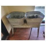 Double wash tub on stand