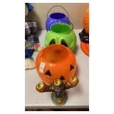 Three plastic pumpkins, Halloween ceramic