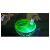 Uranium glass divided dish in metal holder