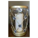 Glass candle holder - battery operated 8.5 inches