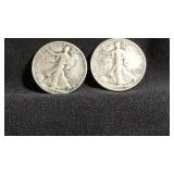 (2)-walking liberty half dollars