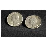 A roll of silver 1964 quarters, mint D, all an