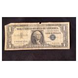 1957 A silver certificate one dollar bill