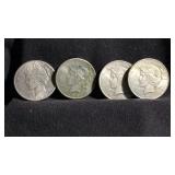 (2)-1928, 1934, (2)-1935, all peace, silver,