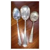 2 Sterling serving spoons & 1 sterling boullion