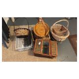 Assortment of wooden and metal baskets