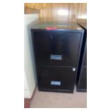 Two drawer metal filing cabinet with key, no