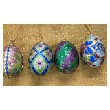 4 Cloisonnï¿½ Puffy Egg Ornaments