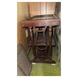 Vintage wooden end table with glass top