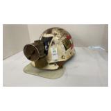 Vintage coal miners hard hat with Justrite lamp